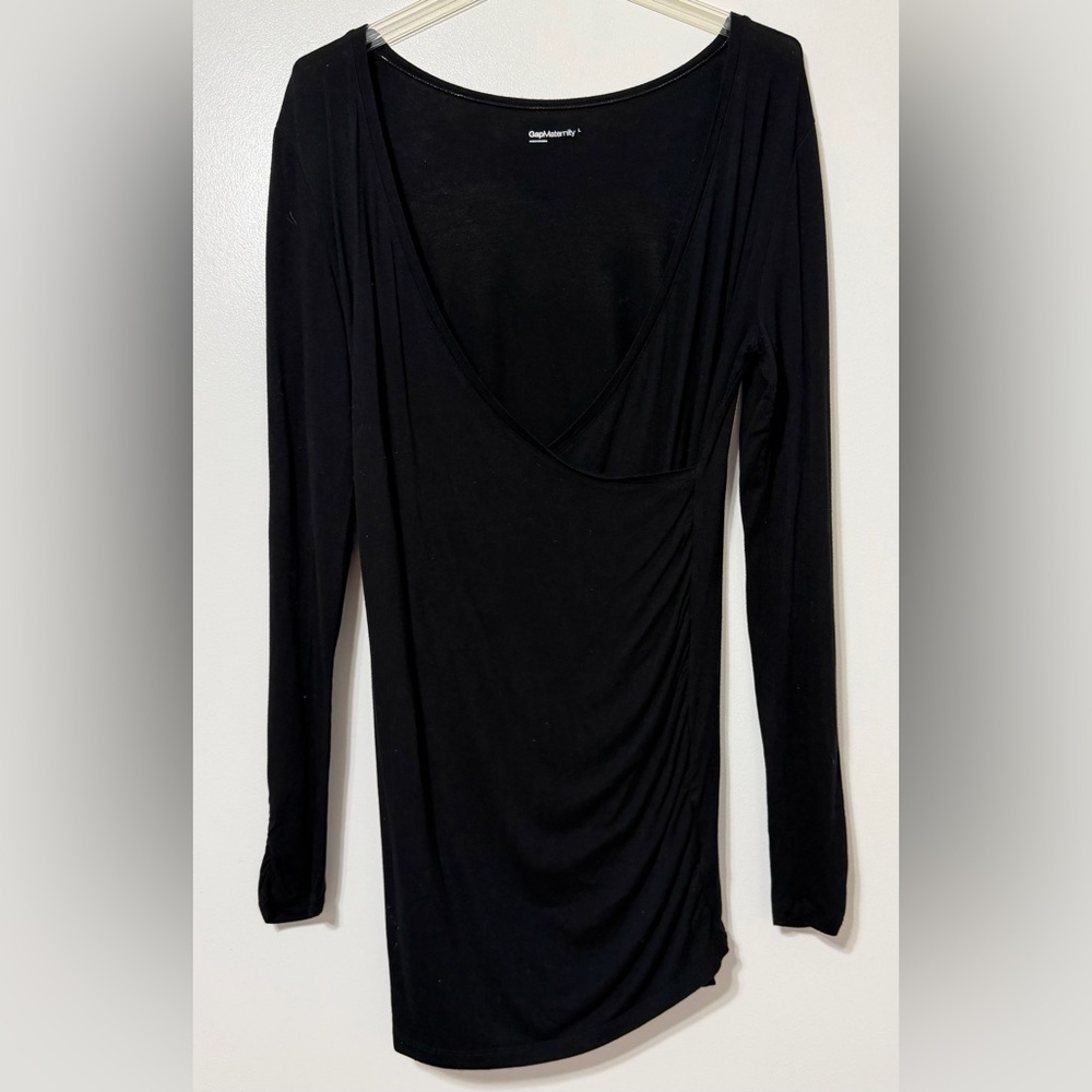 GAP Maternity Elegant Black Deep V-Neck Dress